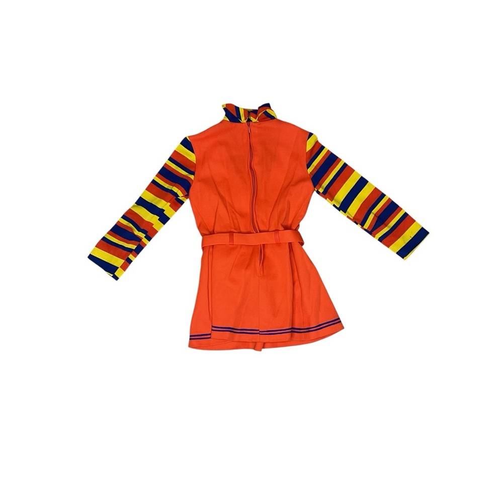 Vintage Kids Mod Orange Costume Dress Rainbow Stripe 70s 80s Retro Costume - Picture 2 of 5